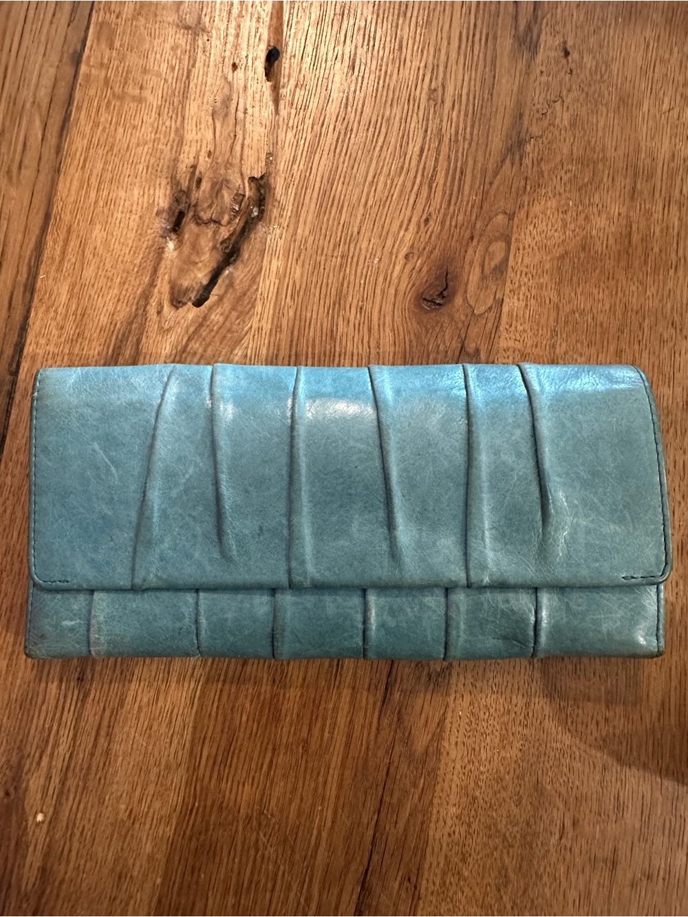 HOBO pleated leather wallet teal turquoise
